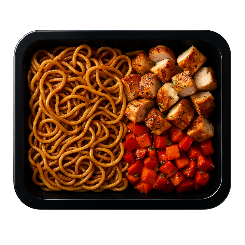 Eiernoodles Kipfilet Paprika